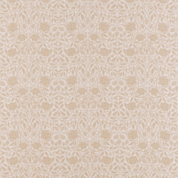 Soft beige floral patterned fabric with a tonal woven repeat