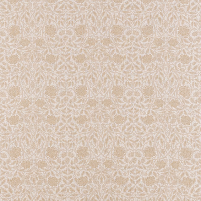 Soft beige floral patterned fabric with a tonal woven repeat