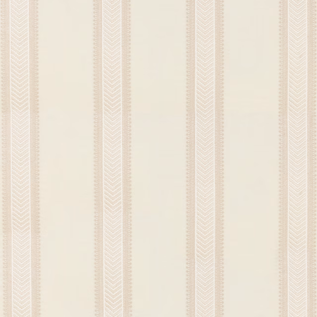 Ivory fabric with vertical stone chevron stripes and fine dotted edging