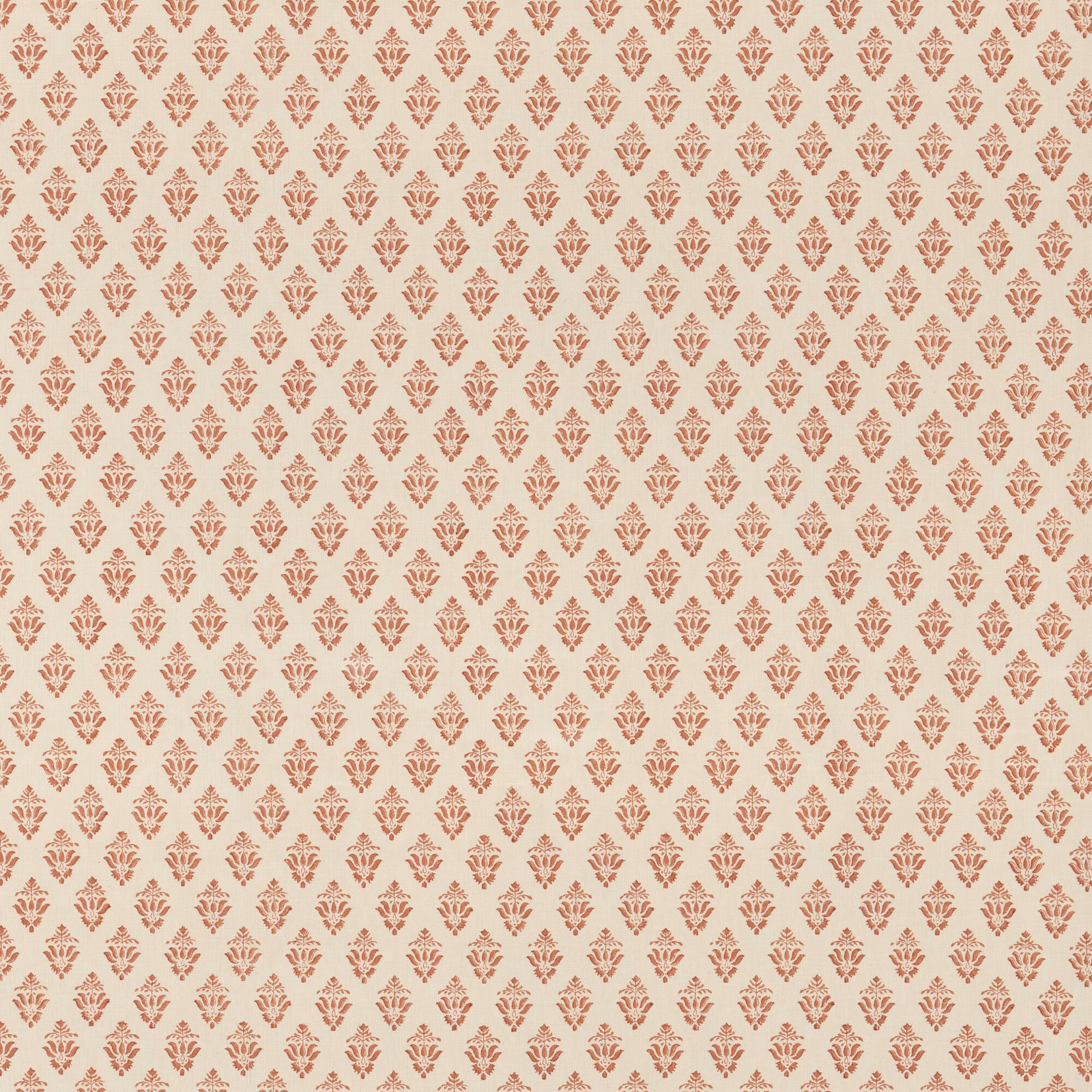 Ivory fabric with small repeating muted terracotta floral sprigs