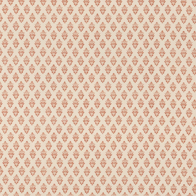 Ivory fabric with small repeating muted terracotta floral sprigs