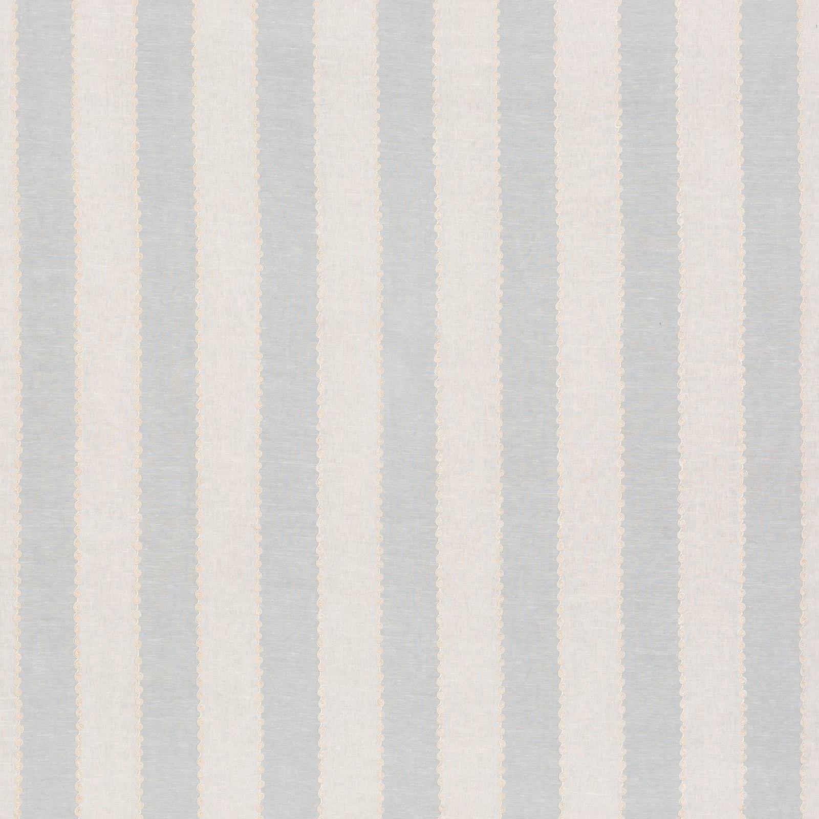 Pale aqua and ivory striped woven fabric with softly rippled vertical edges