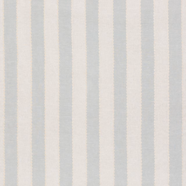 Pale aqua and ivory striped woven fabric with softly rippled vertical edges