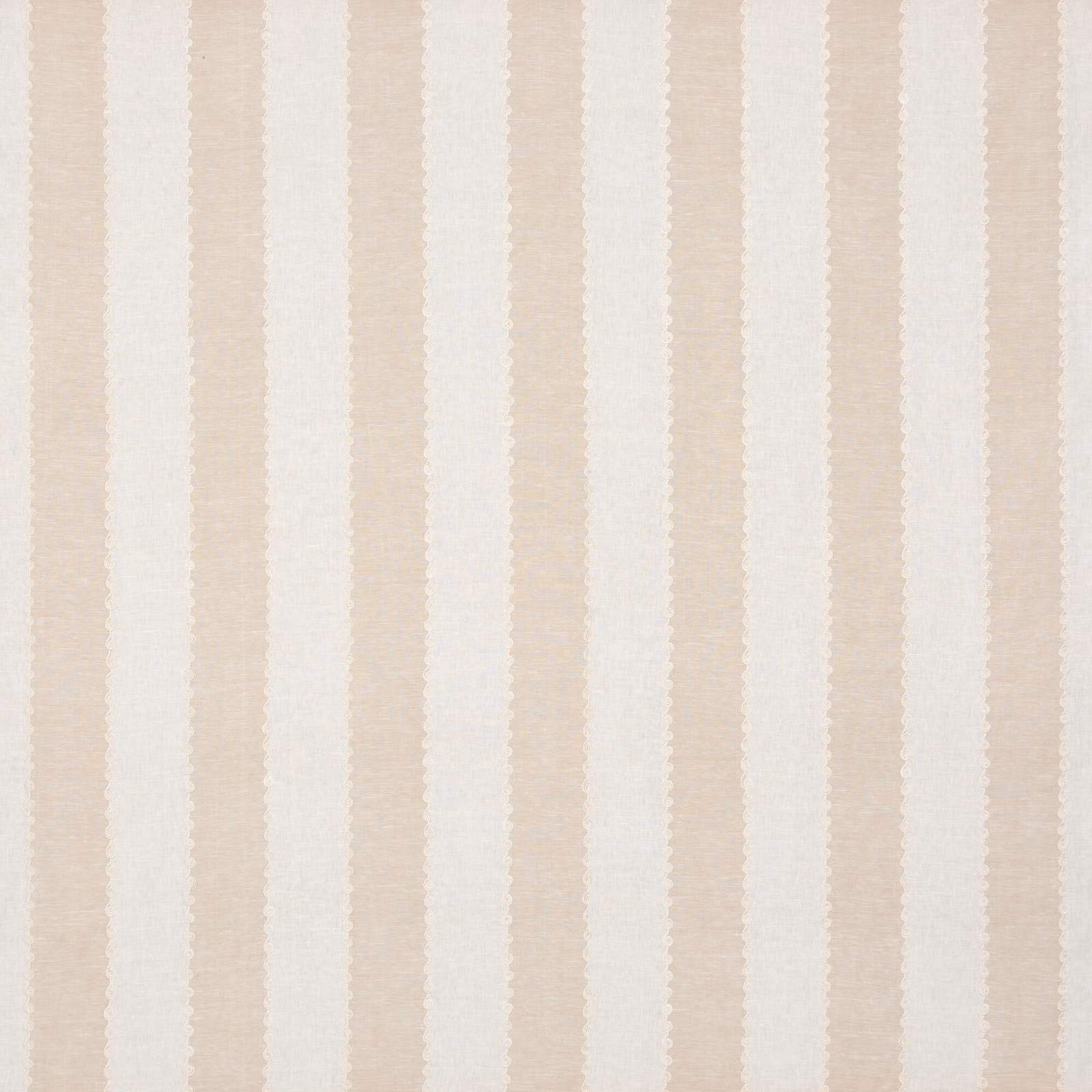 Warm parchment and ivory vertical stripe fabric with a softly textured woven surface