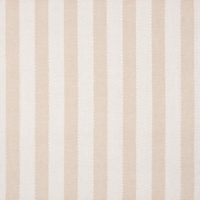 Warm parchment and ivory vertical stripe fabric with a softly textured woven surface