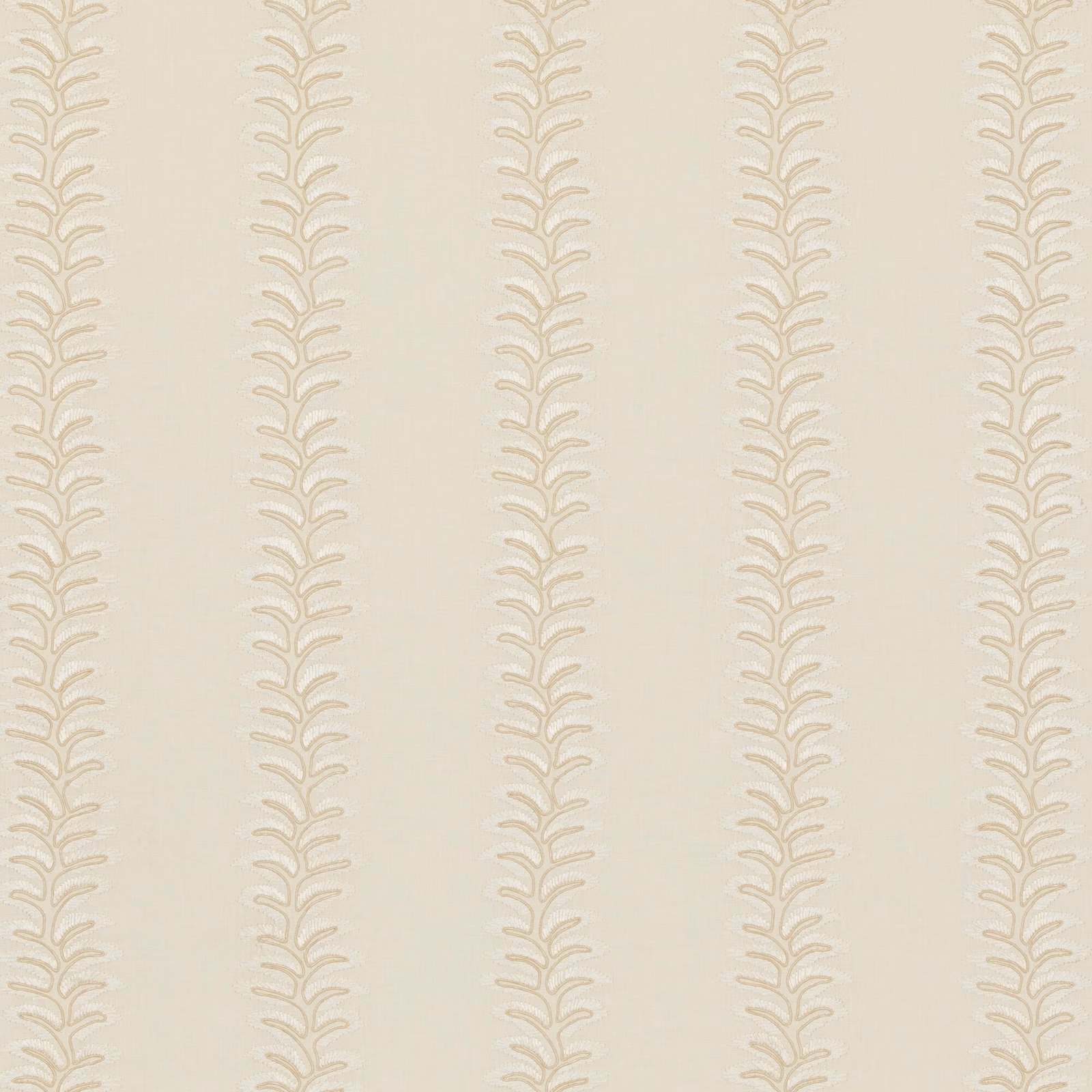 Warm ivory fabric with fine taupe vertical botanical branch trails