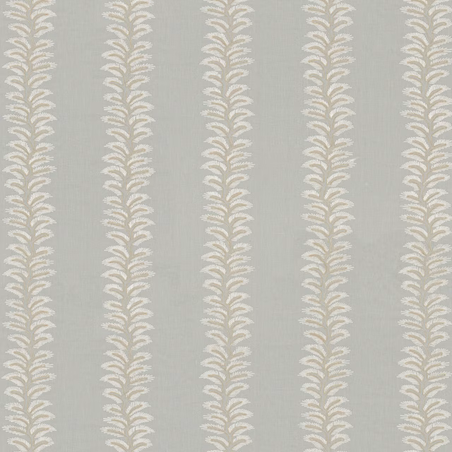 Pale aqua woven ground with repeated ivory leafy vine columns