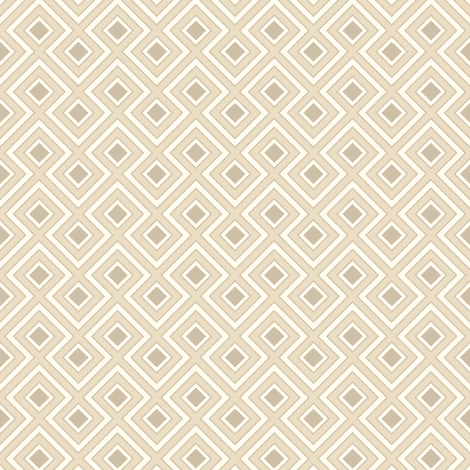 Parchment wallpaper with pale taupe interlocking diamonds in a crisp geometric repeat
