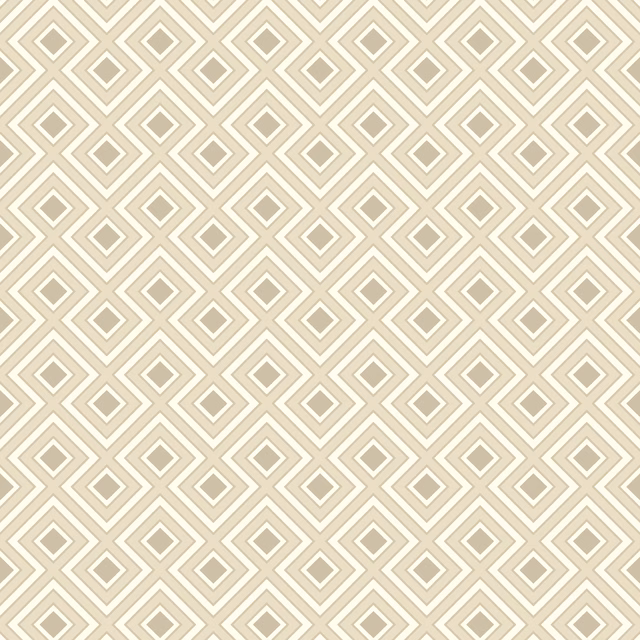 Parchment wallpaper with pale taupe interlocking diamonds in a crisp geometric repeat