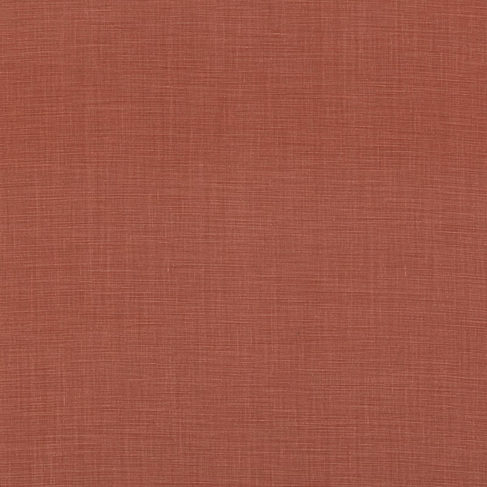 Muted terracotta linen with a fine crosshatched weave and softly varied red-clay tone