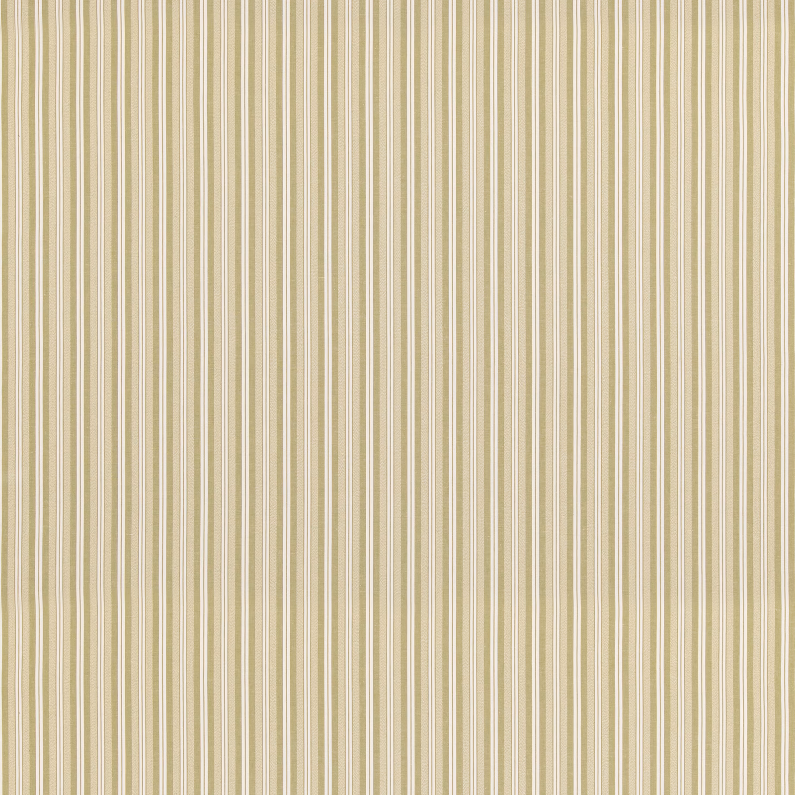 Muted grass green and cream fine vertical stripe with a lightly textured weave