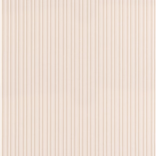 Warm oatmeal fabric with fine cream and taupe vertical stripes