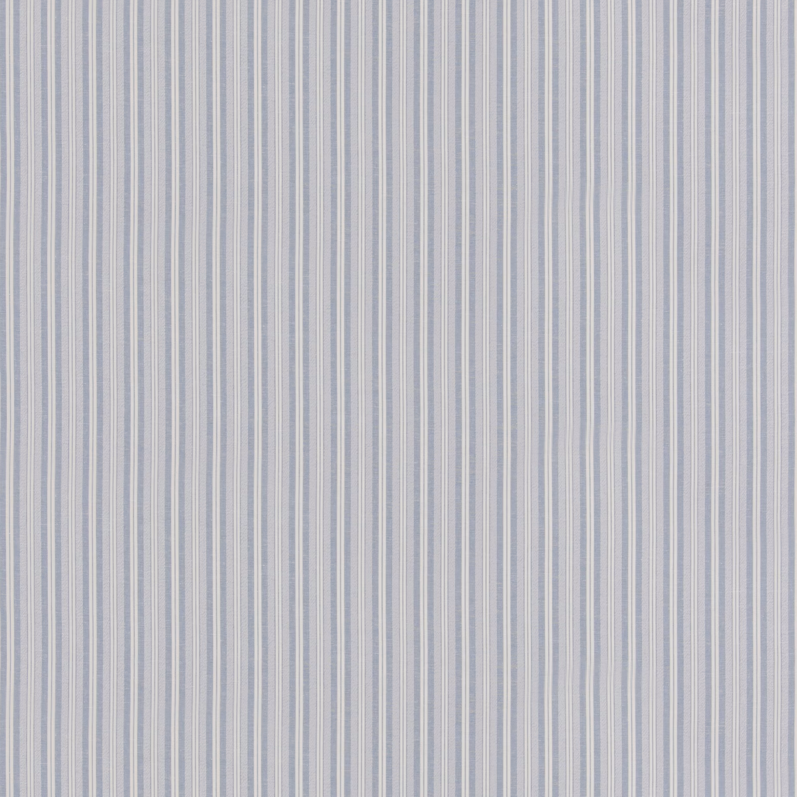 Fine vertical soft-blue, ivory and grey stripes on a lightly textured linen-cotton fabric