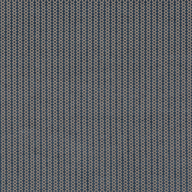 Muted indigo woven fabric with fine pale diamond-chain geometric pattern
