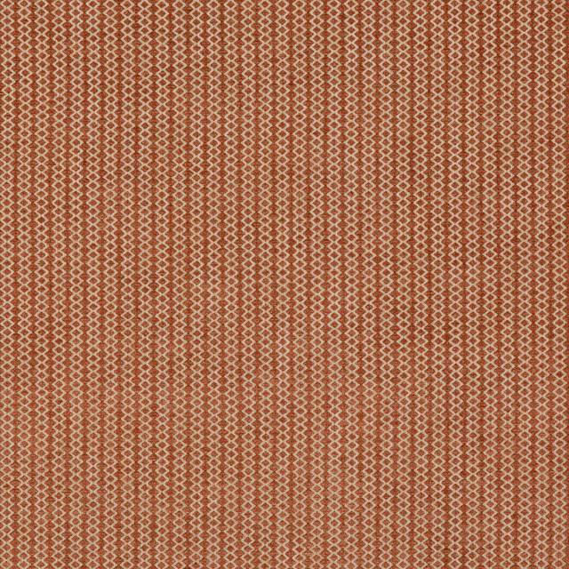 Muted tomato-red woven fabric with tiny cream diamond motifs