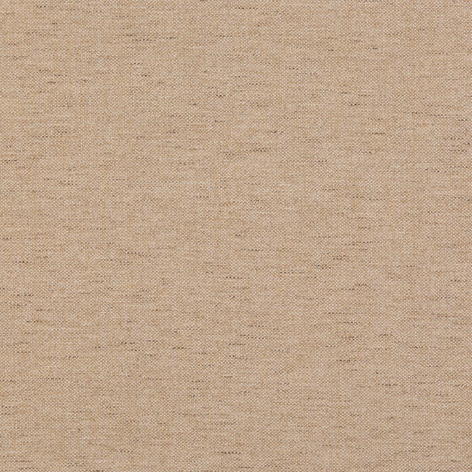 Warm sand textile close-up with fine plain weave and scattered darker slub threads