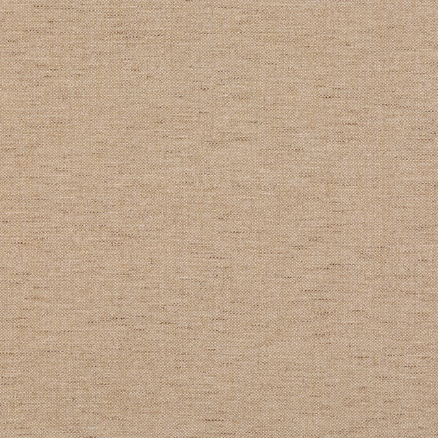 Warm sand textile close-up with fine plain weave and scattered darker slub threads