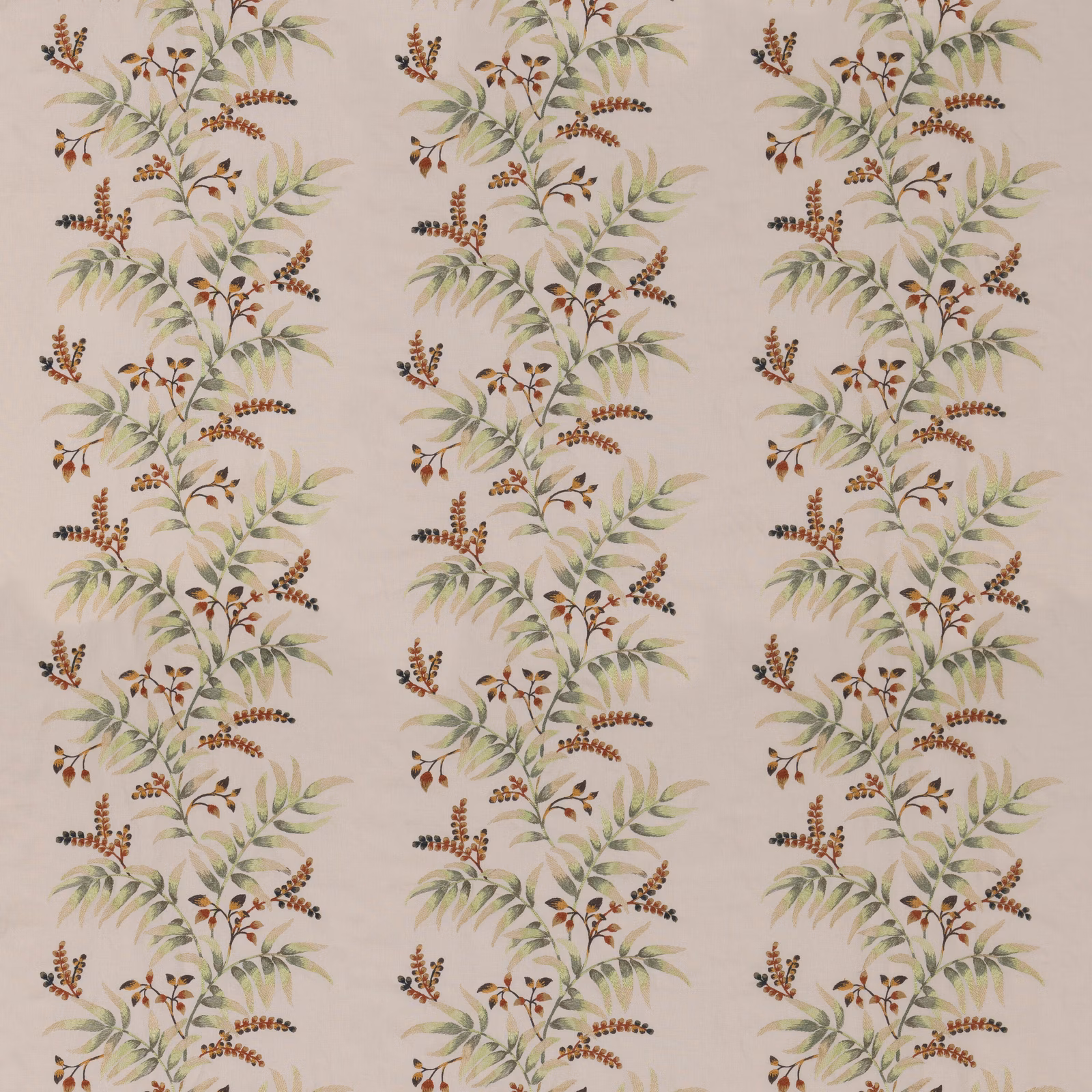Foxhill Green botanical sprigs in sage, olive and russet on a pale ground
