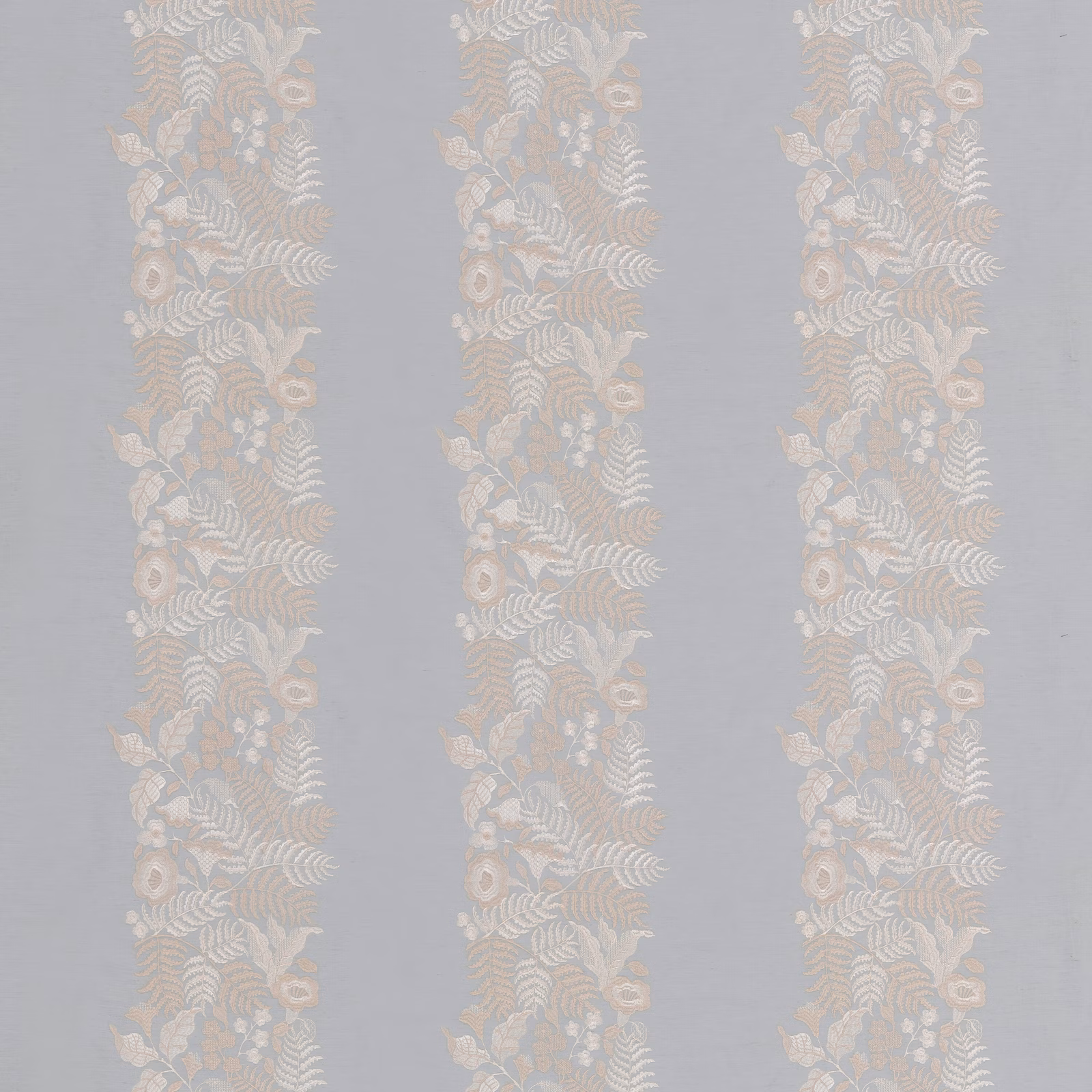 Muted aqua fabric with ivory, taupe and blush botanical stripes