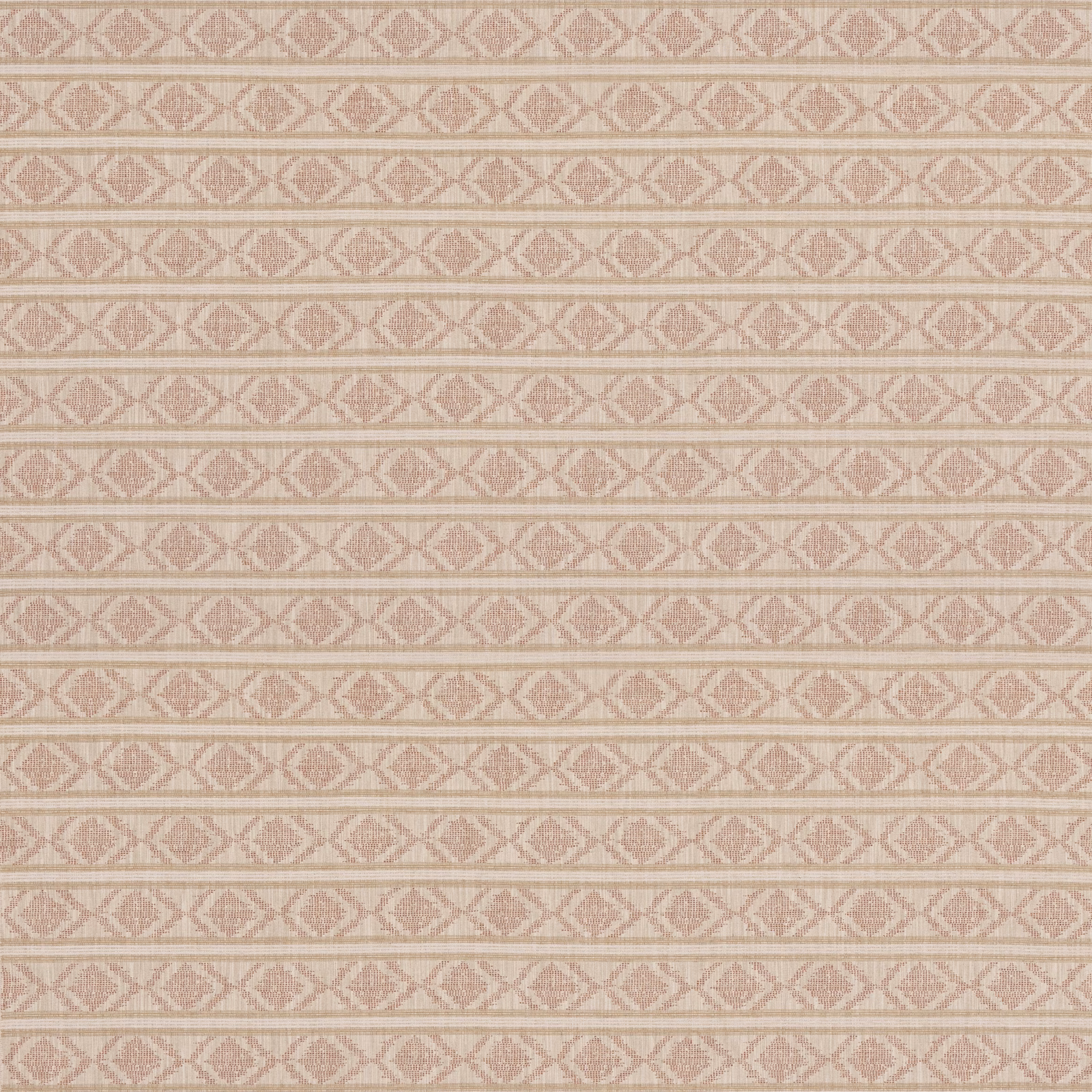 Dusty coral woven stripe with cream taupe diamond motifs in horizontal rows