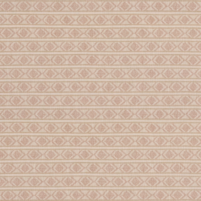 Dusty coral woven stripe with cream taupe diamond motifs in horizontal rows