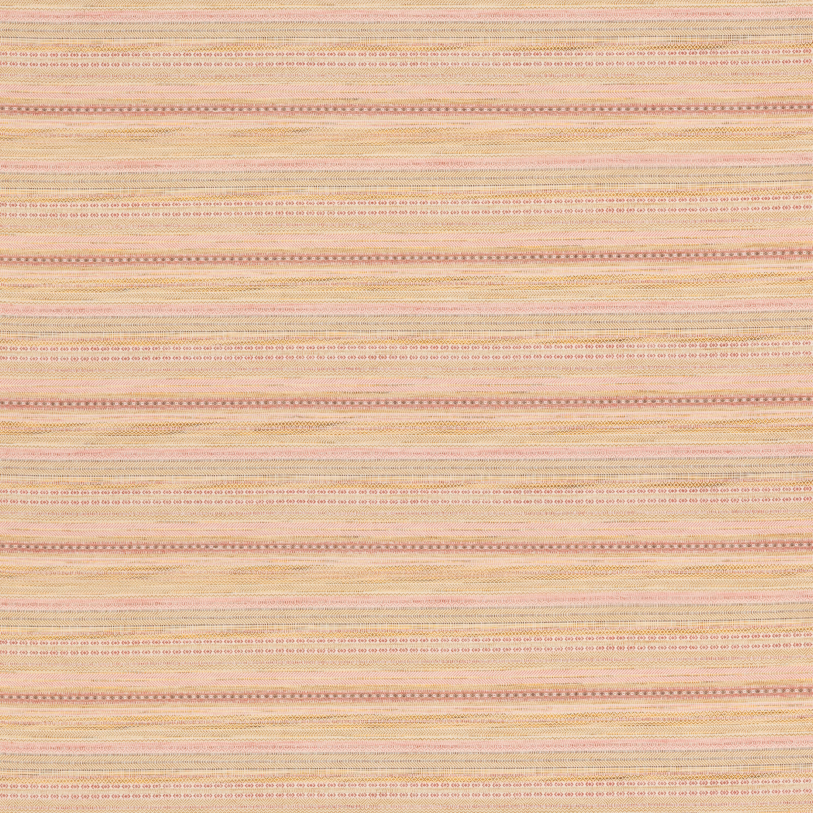 Ochre and coral horizontal woven stripes with fine cream and beige texture