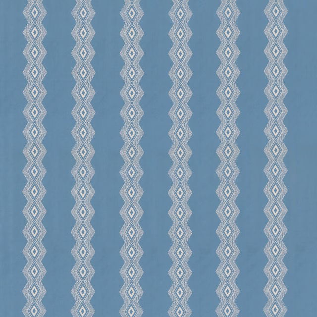 Muted slate-blue fabric with repeating pale diamond stripe bands and subtle woven texture