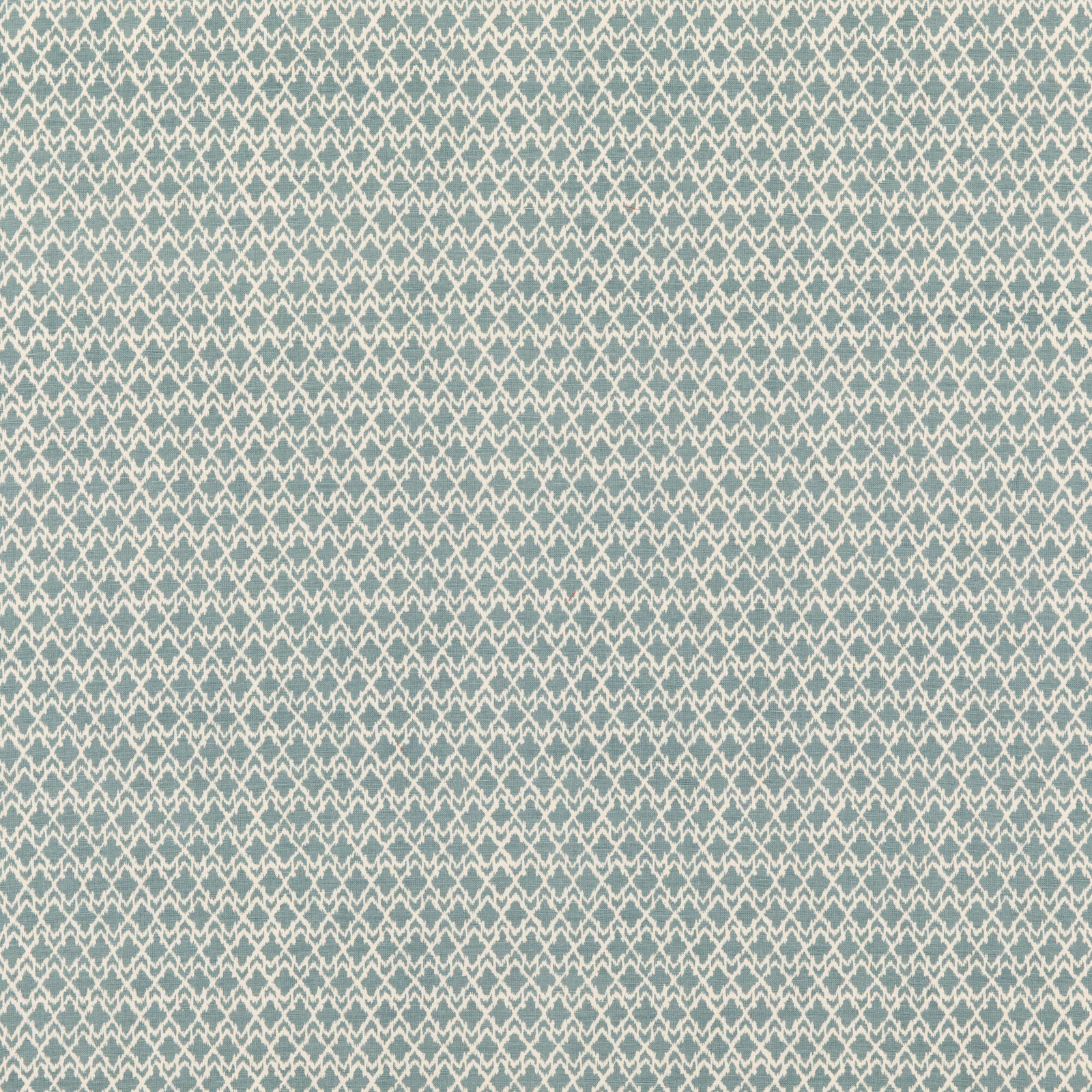 Muted aqua woven fabric with fine cream interlocking geometric rows