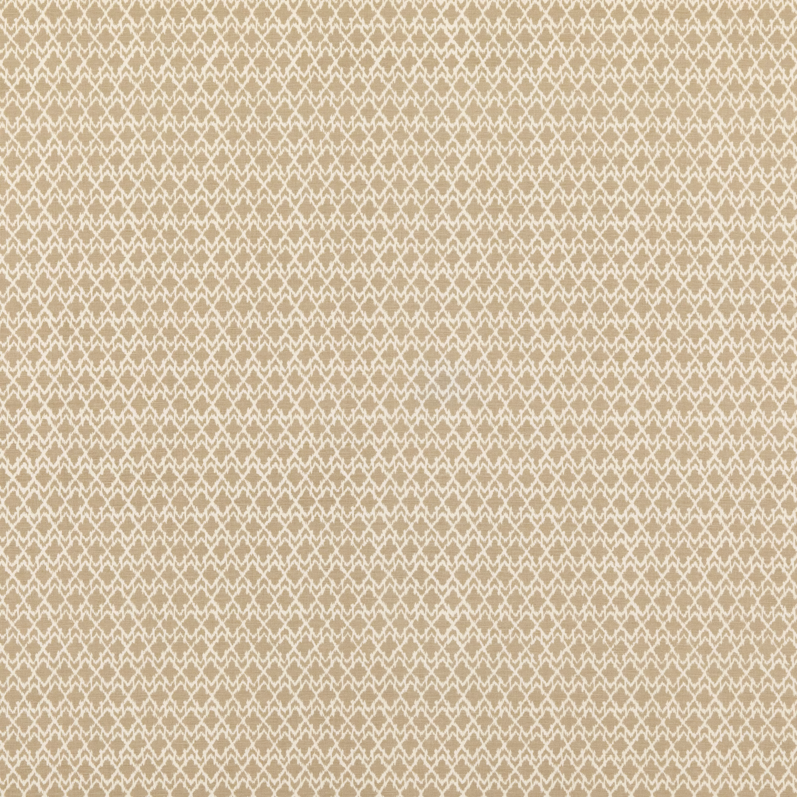 Stone-beige cotton-linen weave with a fine ivory angular lattice motif