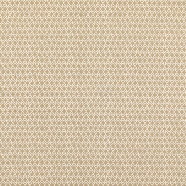Stone-beige cotton-linen weave with a fine ivory angular lattice motif