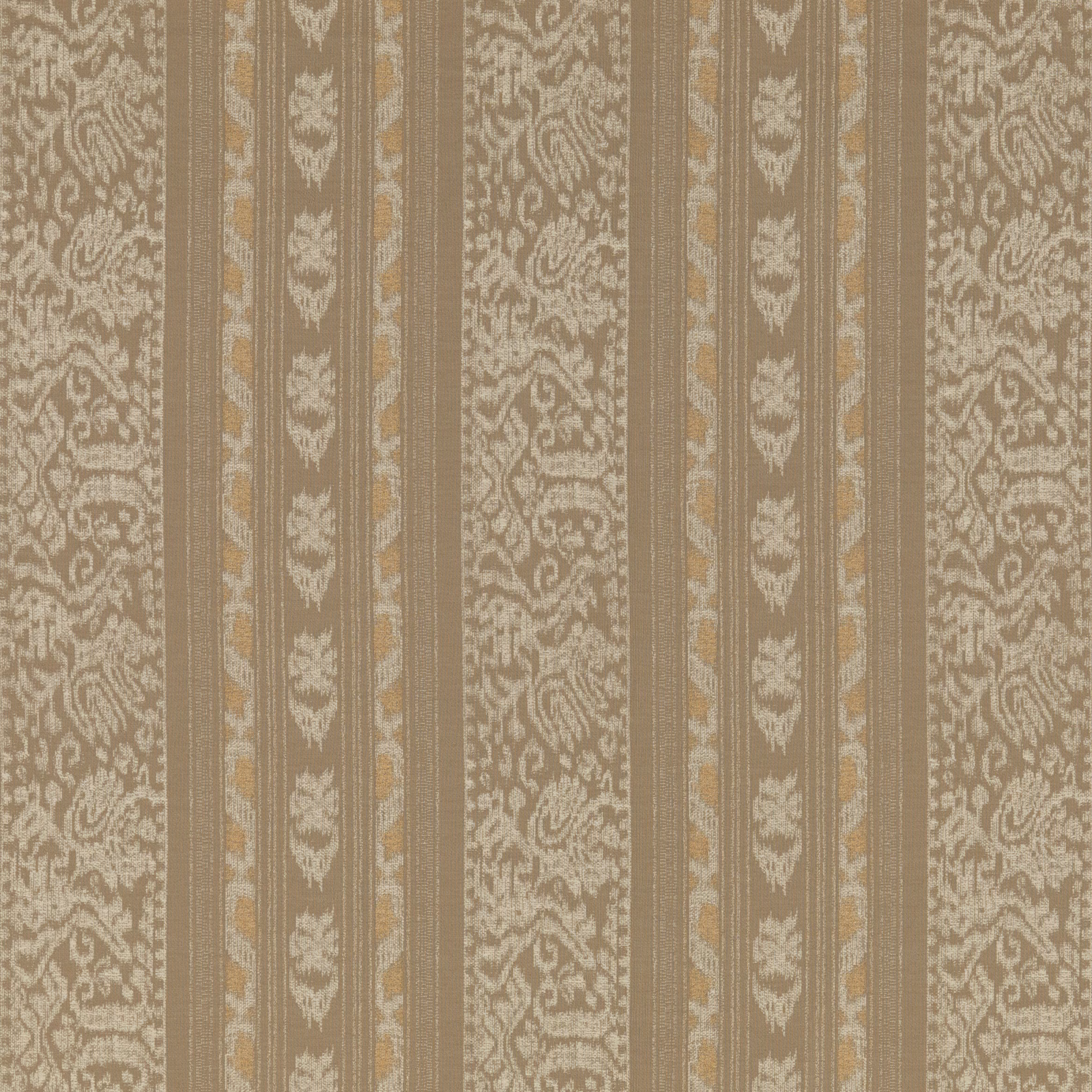 Warm sand and ivory damask stripes with a softly textured woven surface