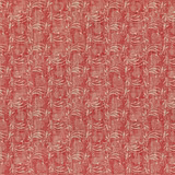 Pomegranate-red woven fabric with ivory scrolling botanical motifs and flecked texture