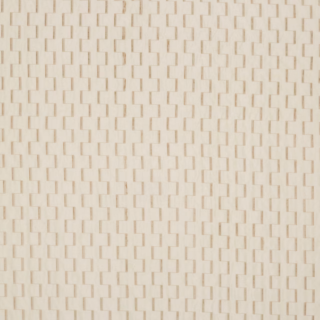 Pale ivory woven fabric with a low-contrast staggered rectangular geometric texture