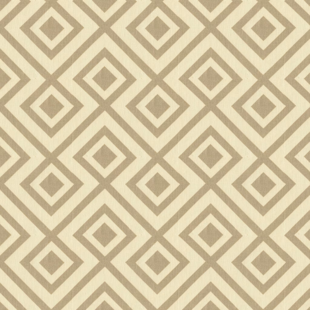 Warm light grey linen with taupe nested diamond pattern on a pale ground