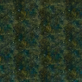 Deep peacock teal velvet with olive-gold botanical sprigs and mottled texture