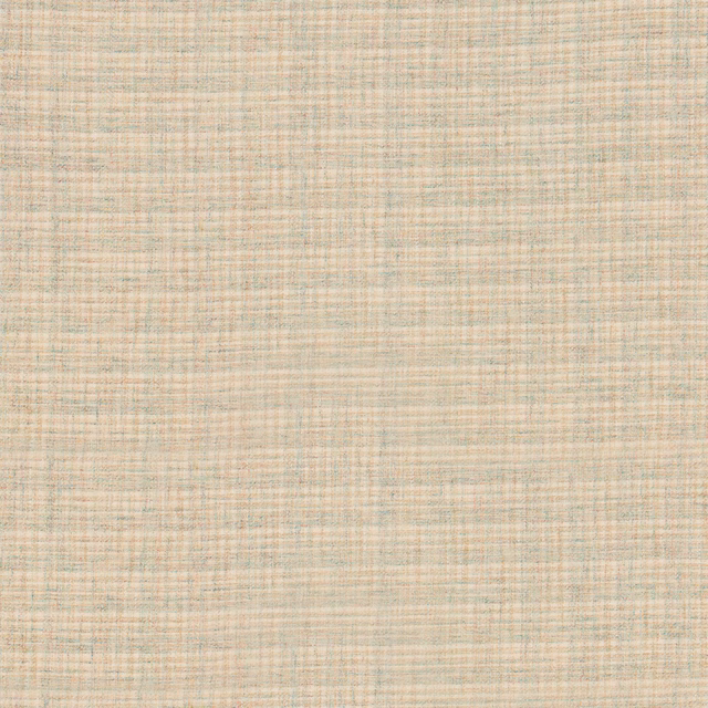 Soft aqua and cream plaid fabric with fine crosshatched woven texture