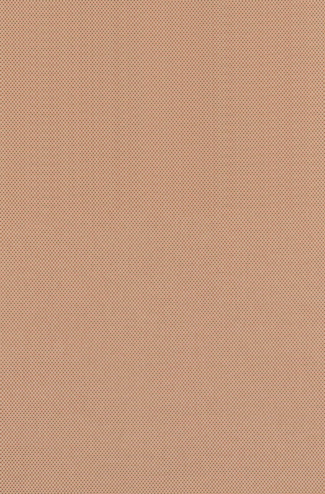 Close view of muted dusty red textile with fine green-tinged micro-weave
