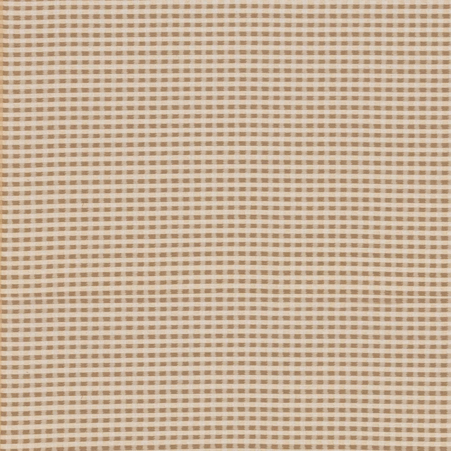 Warm mocha and cream micro-check with a fine, even woven texture