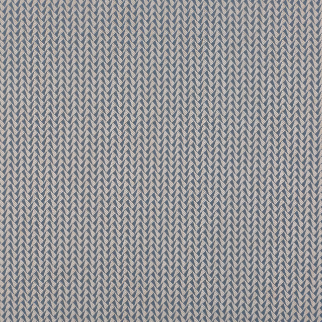 Muted azure ground with tightly spaced cream-grey chevron motifs in a fine geometric weave