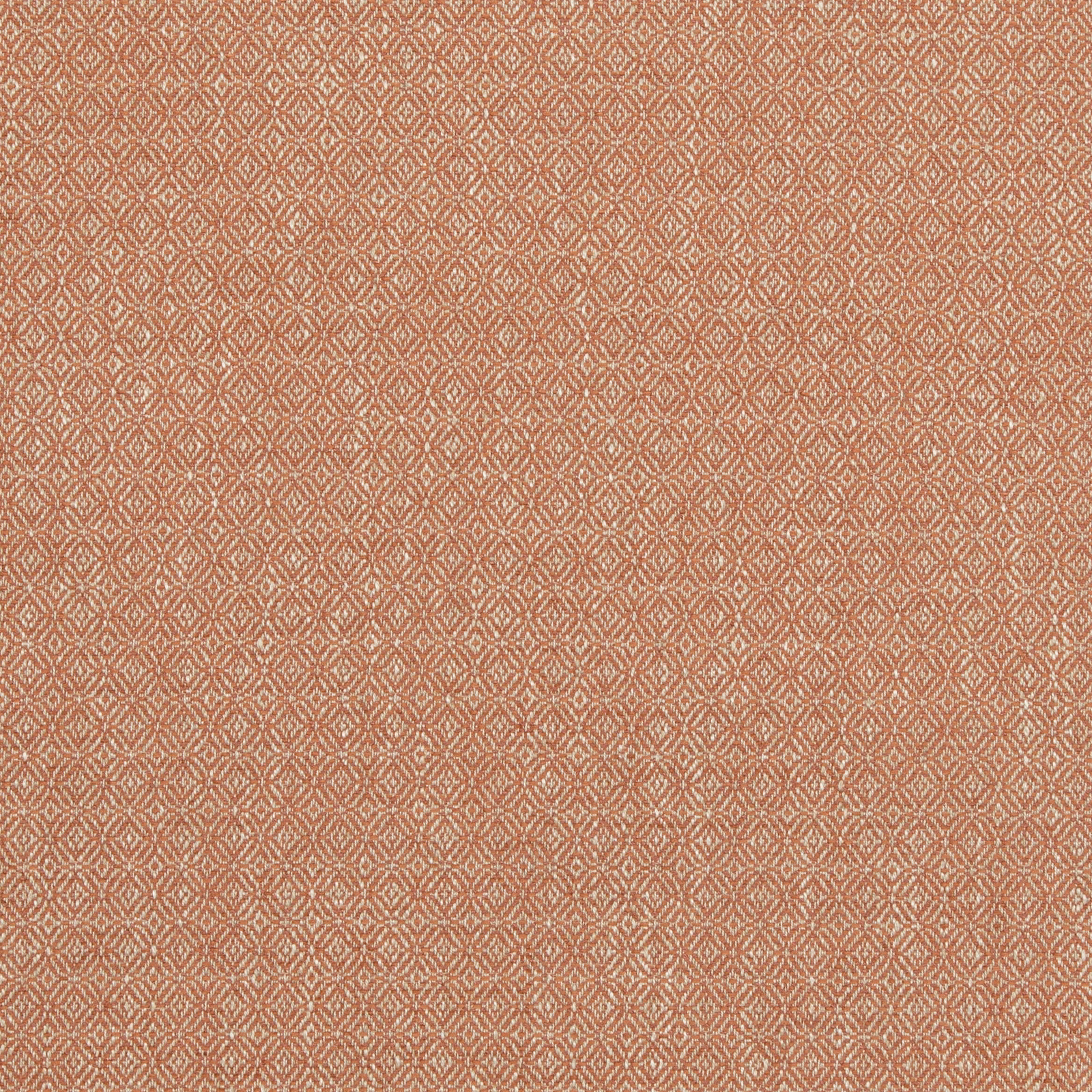Muted terracotta fabric with a fine ivory diamond lattice weave