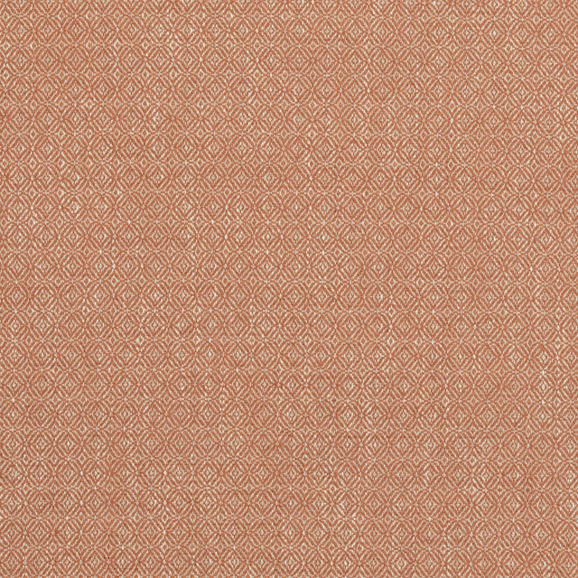 Muted terracotta fabric with a fine ivory diamond lattice weave