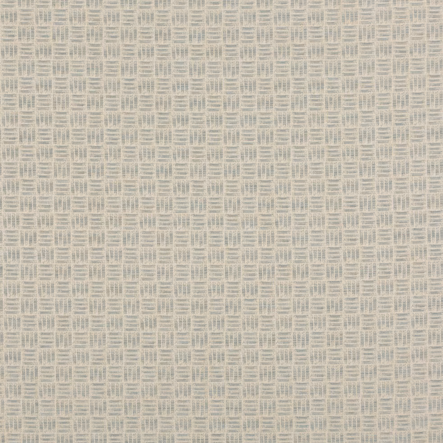 Pale seafoam woven fabric with ivory linear blocks in a small textured grid
