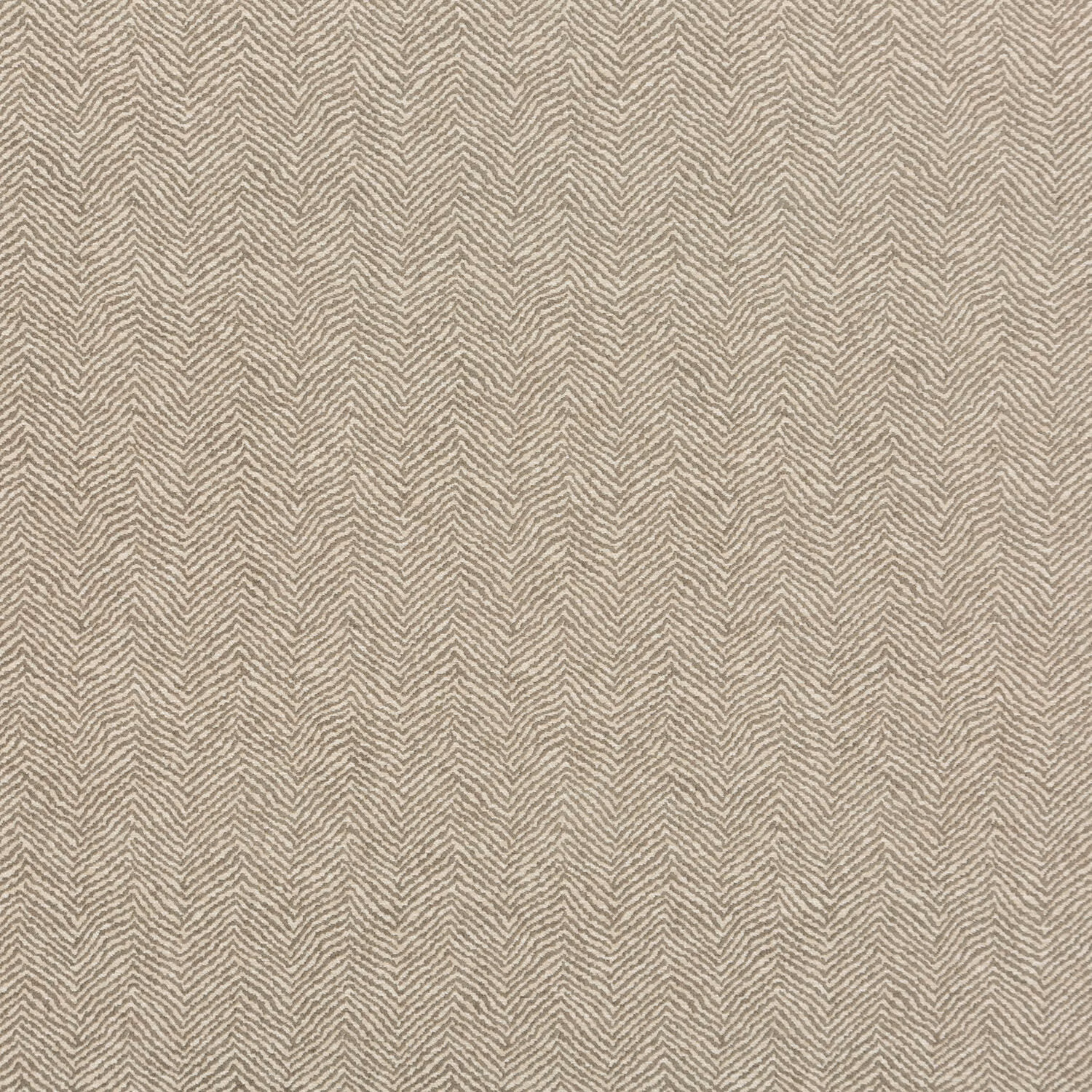 Muted mole taupe fabric with fine cream herringbone chevrons and woven texture
