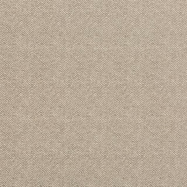 Muted mole taupe fabric with fine cream herringbone chevrons and woven texture