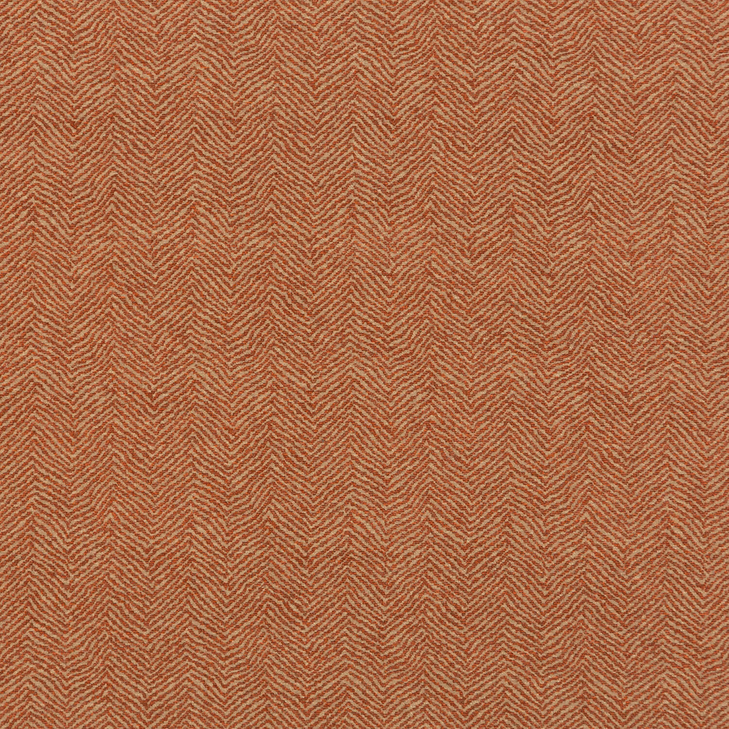 Warm terracotta fabric with fine cream chevrons in a softly textured weave