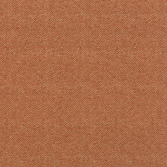 Warm terracotta fabric with fine cream chevrons in a softly textured weave