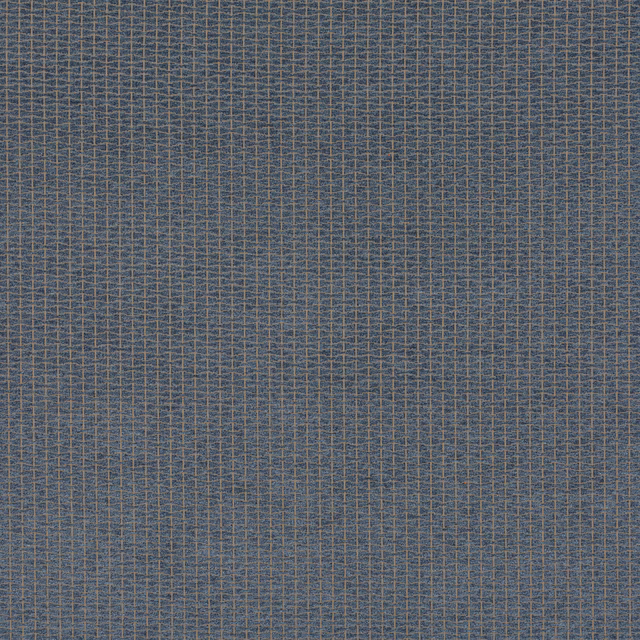 Close-up of muted indigo woven grid with fine ochre cross-lines and linen-like texture