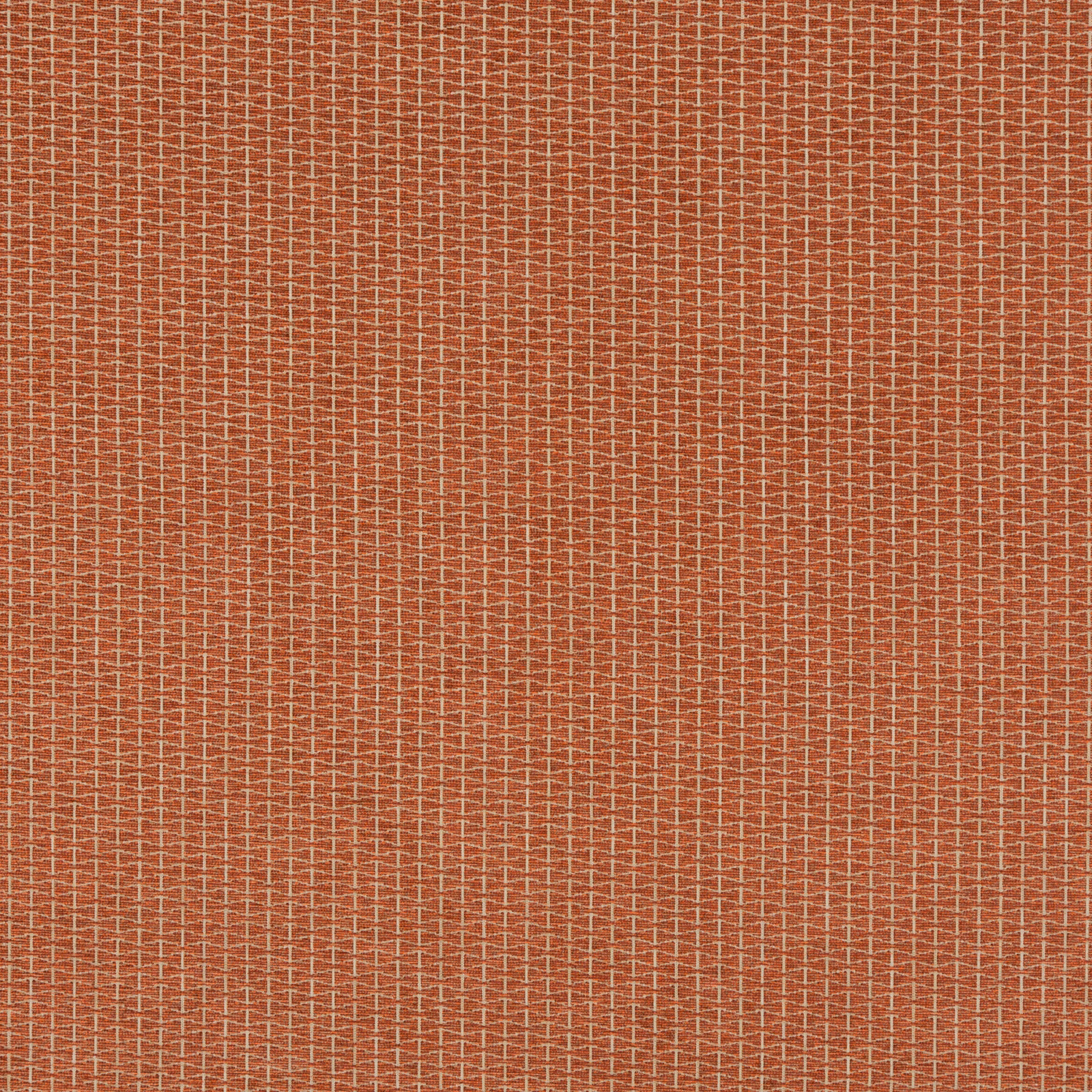 Warm terracotta Vortex Spice fabric with a fine cream geometric grid weave
