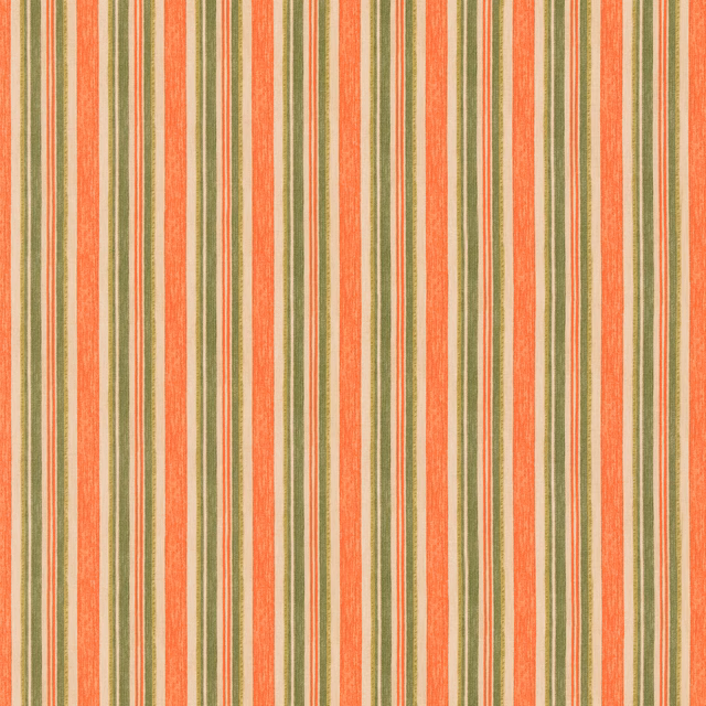 Clementine coral, sage and cream vertical stripes with a lightly textured woven surface