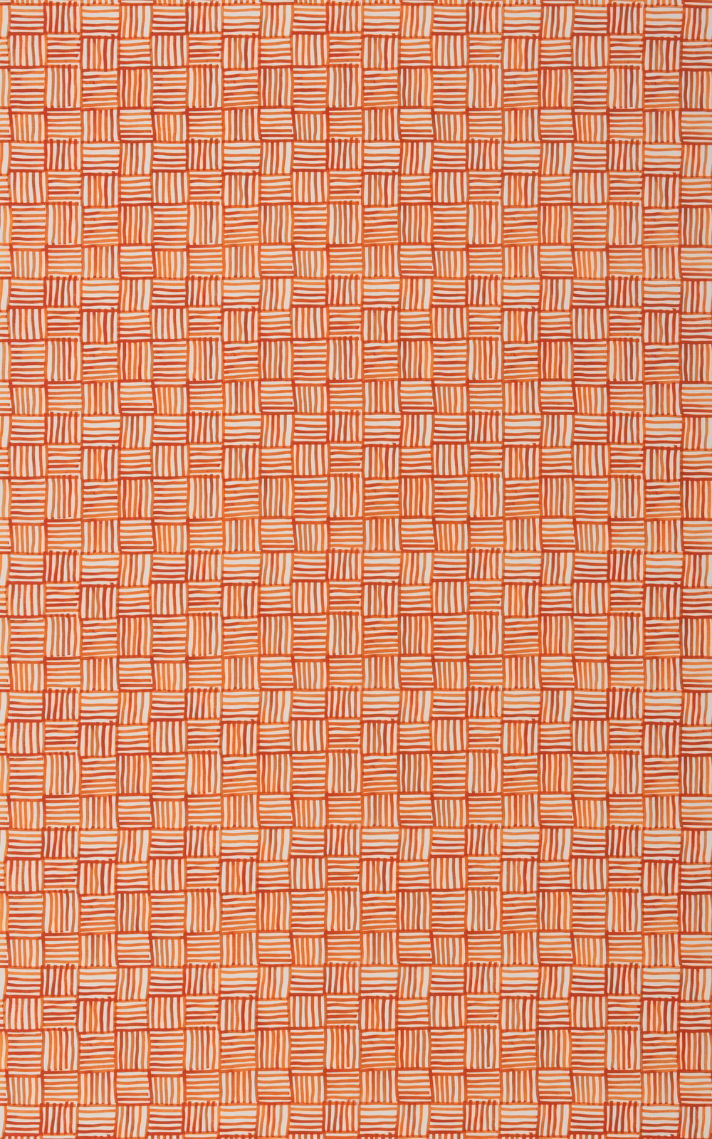 Warm clementine-orange textile with pale geometric basket-weave rectangles